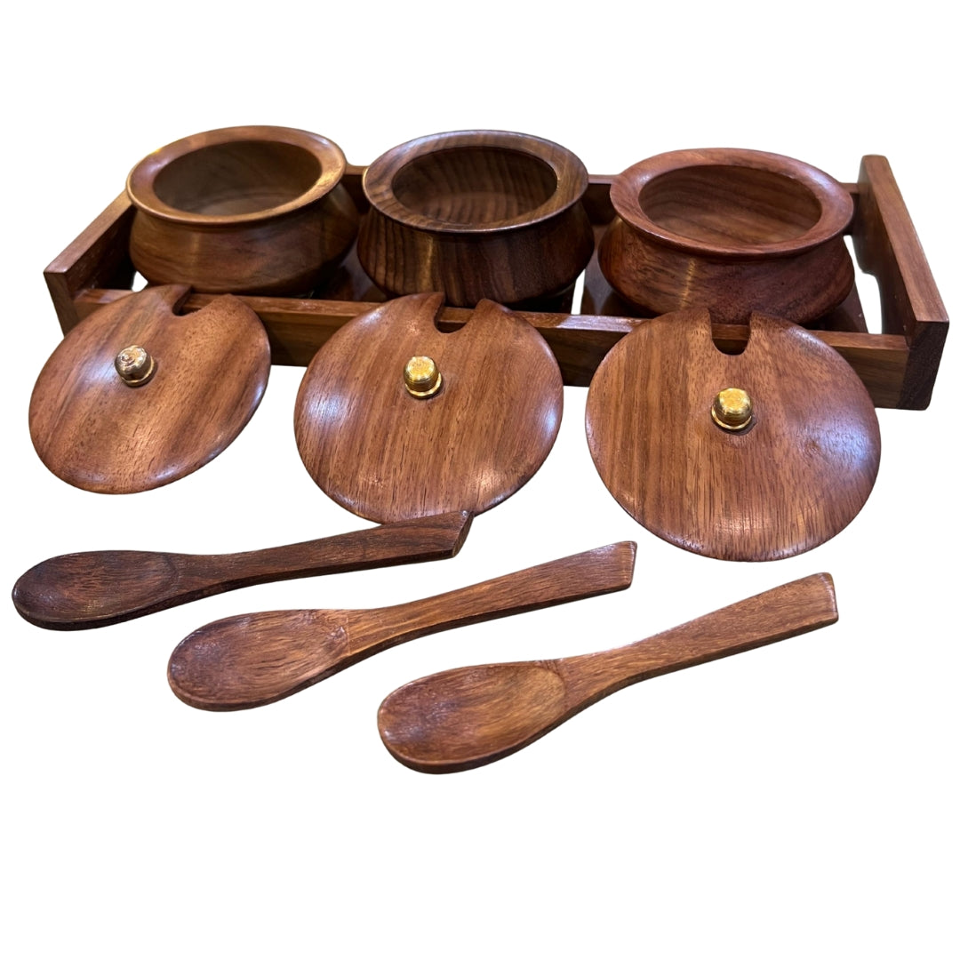Deluxe Wooden Spice Jar Set with Tray & Spoons β Elegant Kitchen Storage Organizer
