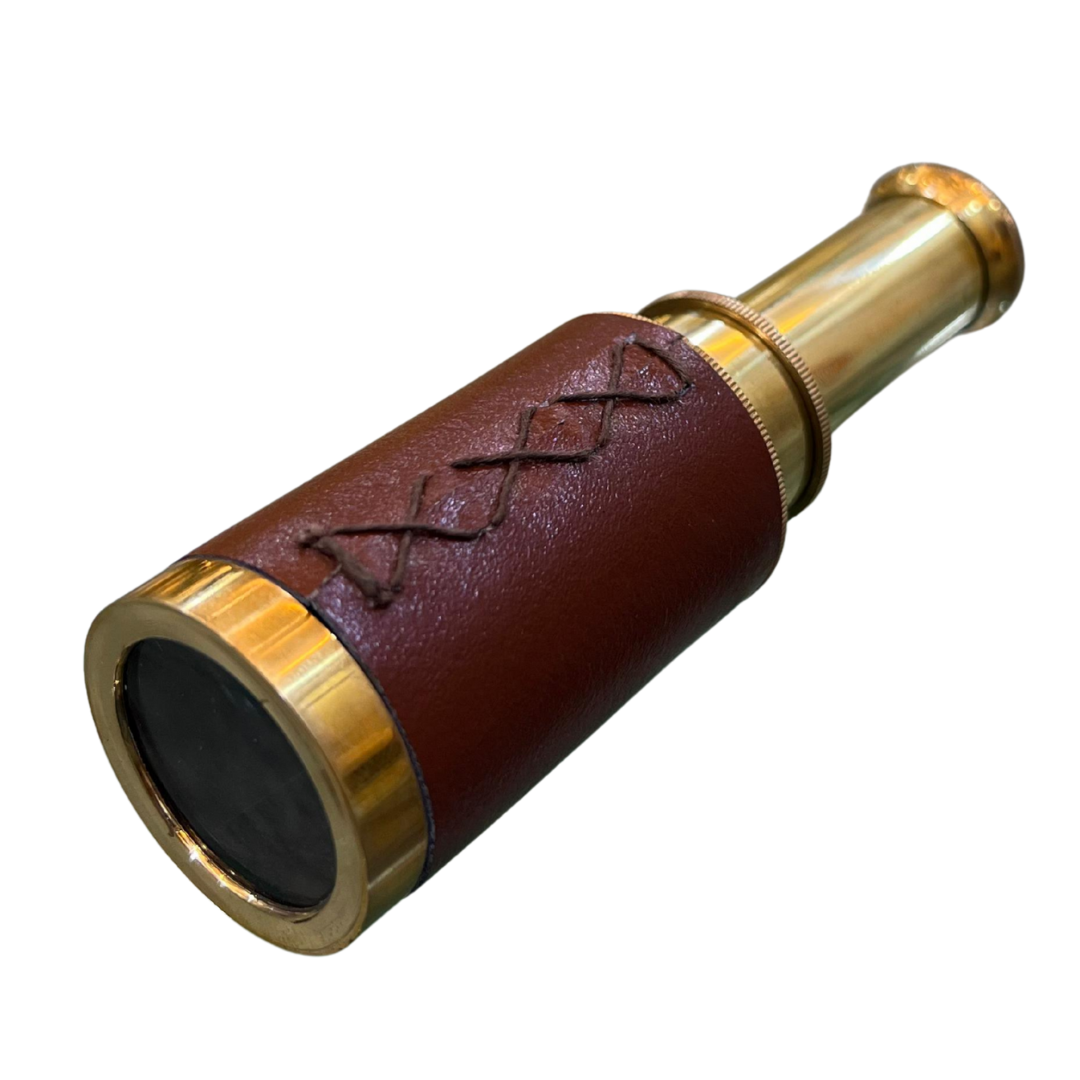 Vintage Leather Pirate Spyglass – Brass Handheld Telescope | Antique Nautical Scope