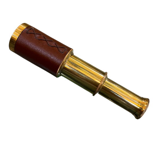 Vintage Leather Pirate Spyglass – Brass Handheld Telescope | Antique Nautical Scope