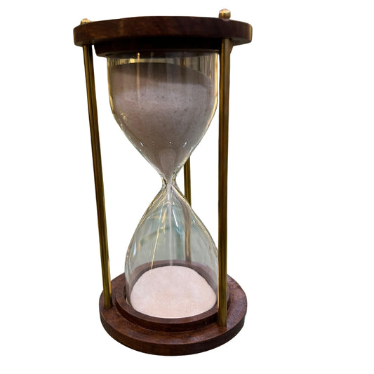 Elegant Wooden Sand Timer with Brass Frame – Classic Hourglass Home & Office Décor