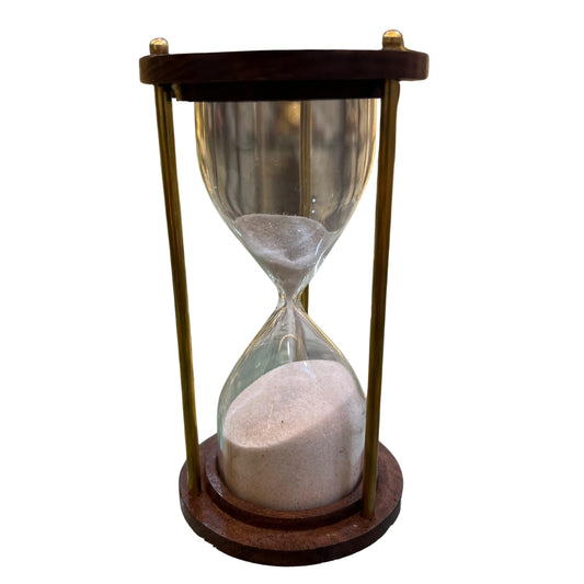Elegant Wooden Sand Timer with Brass Frame – Classic Hourglass Home & Office Décor