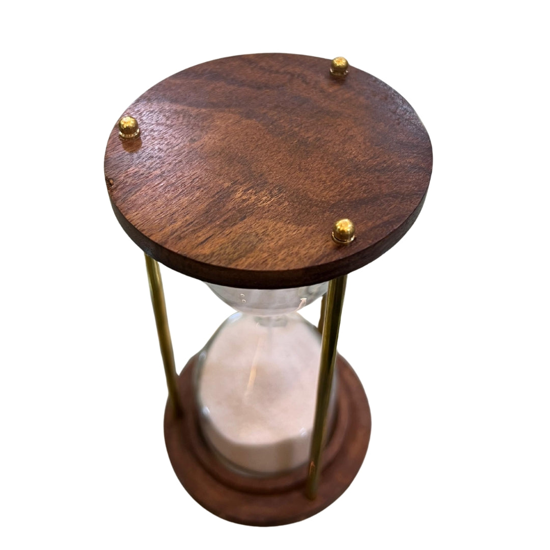 Elegant Wooden Sand Timer with Brass Frame – Classic Hourglass Home & Office Décor