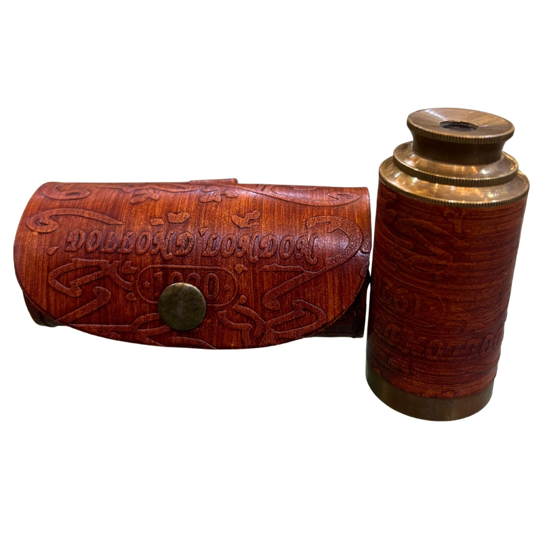 Vintage Brass Spyglass Telescope with Leather Case – Antique Nautical Collectible