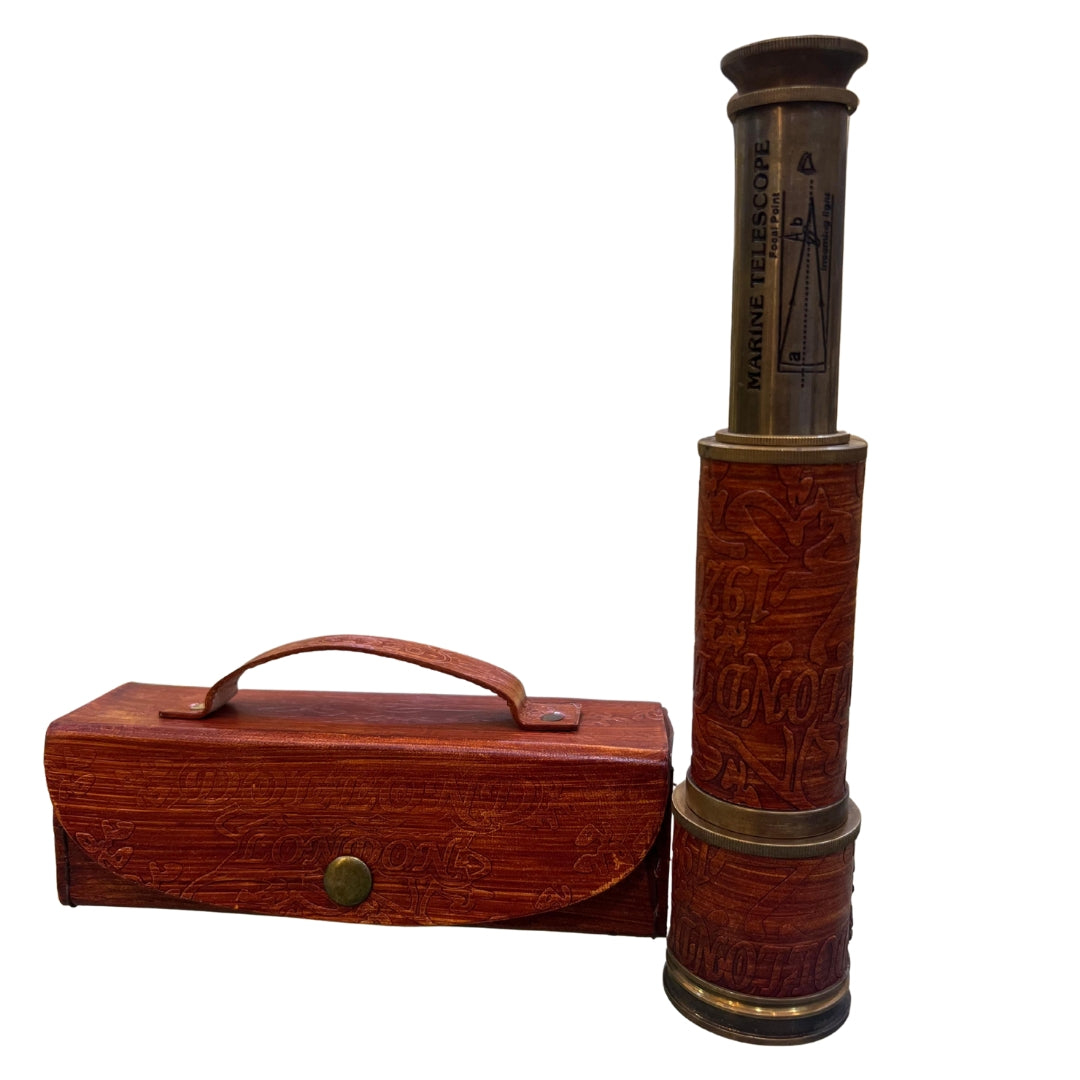 Dollond London Nautical Telescope with Leather Box – Vintage Brass Spyglass for Collectors & Gifting