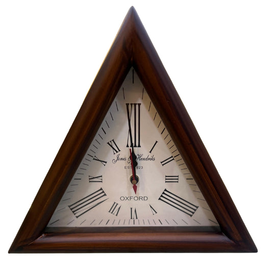Vintage Triangle Wooden Wall Clock with Roman Numbers – Antique Home & Office Décor