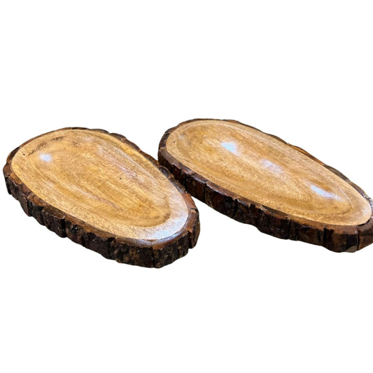 Handcrafted Wooden Leaf Shape Tray – Rustic Serving & Decorative Platter