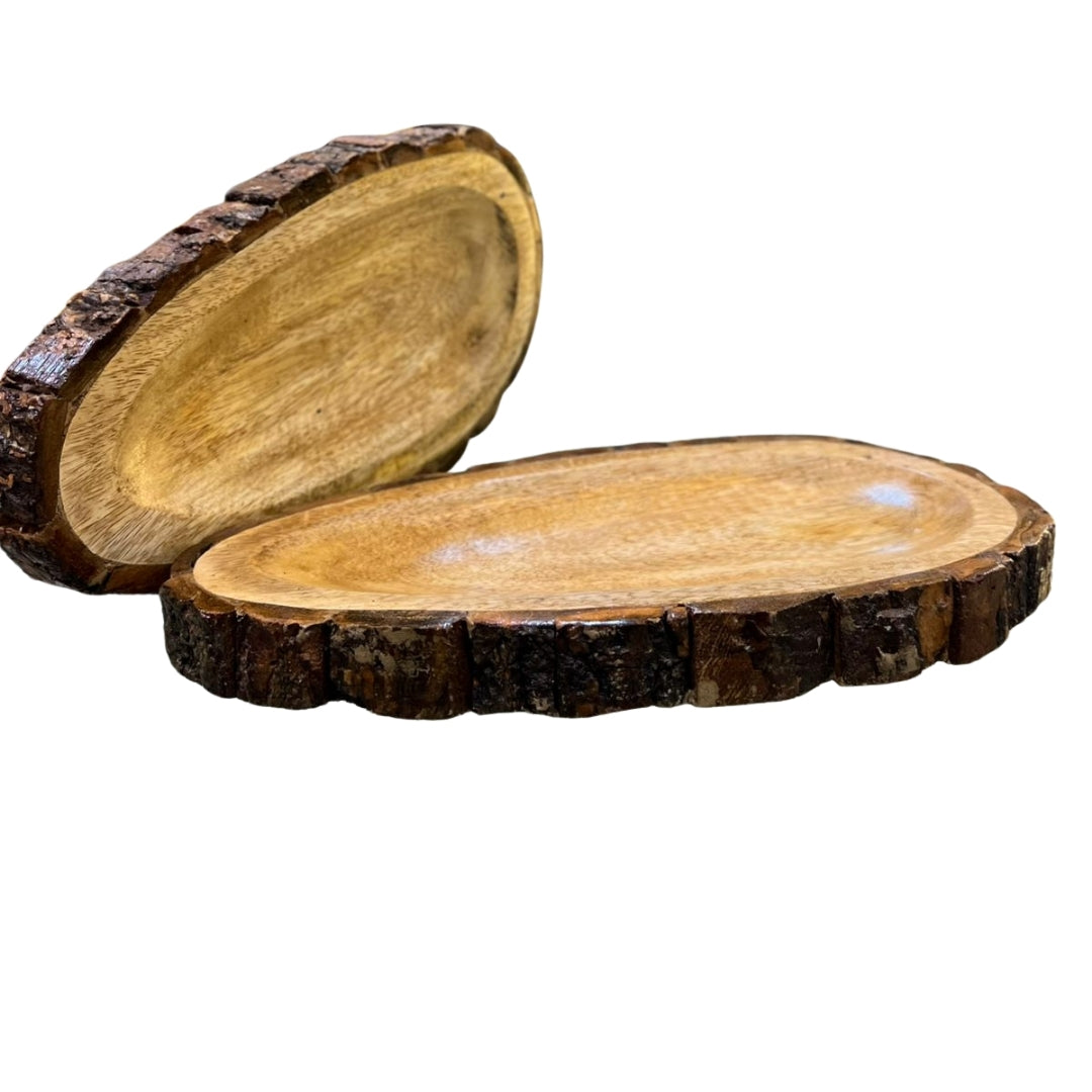 Handcrafted Wooden Leaf Shape Tray – Rustic Serving & Decorative Platter