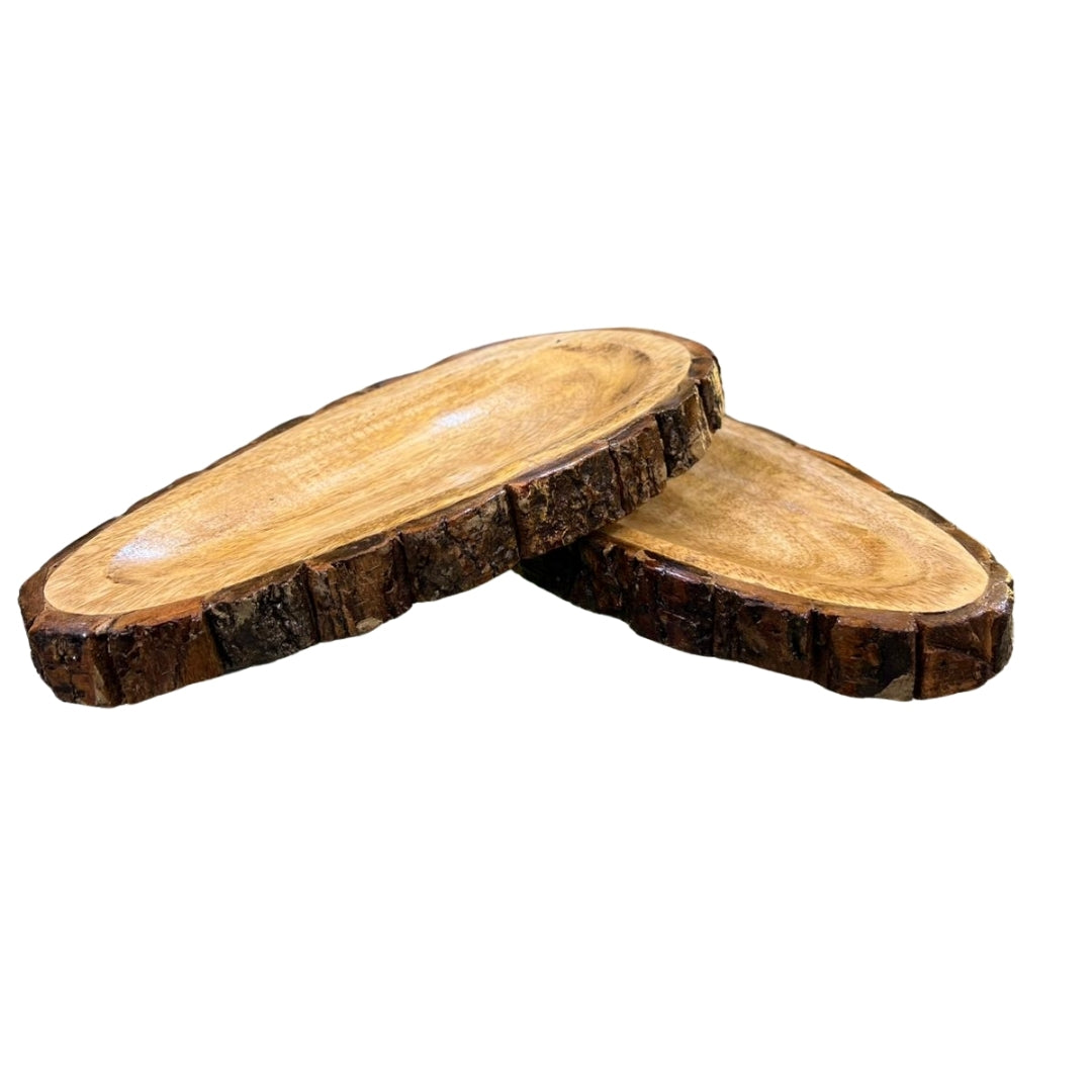 Handcrafted Wooden Leaf Shape Tray – Rustic Serving & Decorative Platter