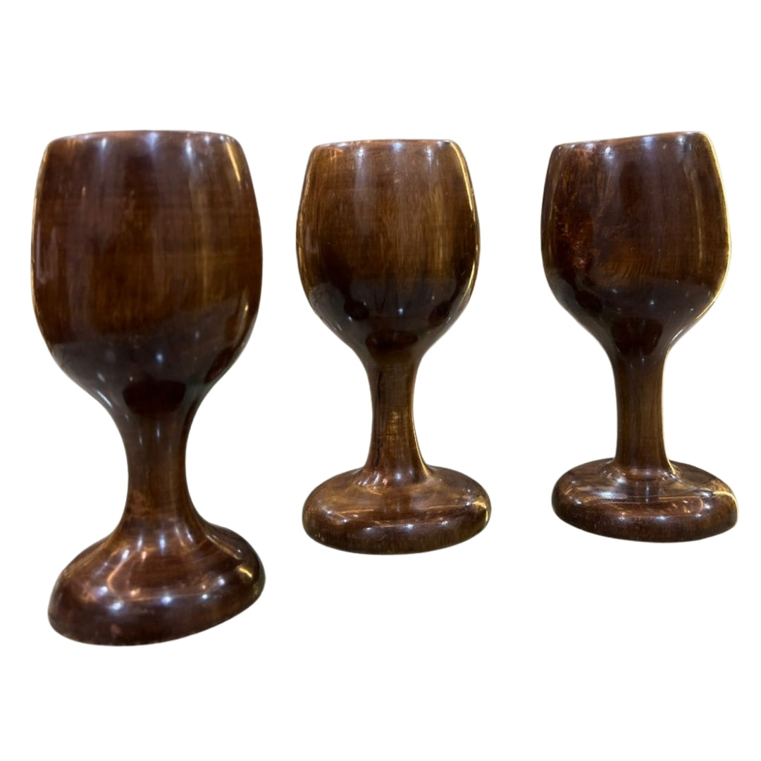 Handcrafted Wooden Wine Glasses – Set of 3 | Rustic & Elegant Drinkware