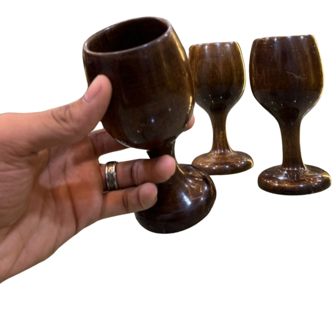Handcrafted Wooden Wine Glasses – Set of 3 | Rustic & Elegant Drinkware